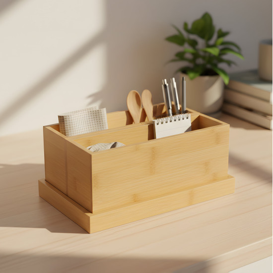 Wooden Organizer 2-Sections with Base